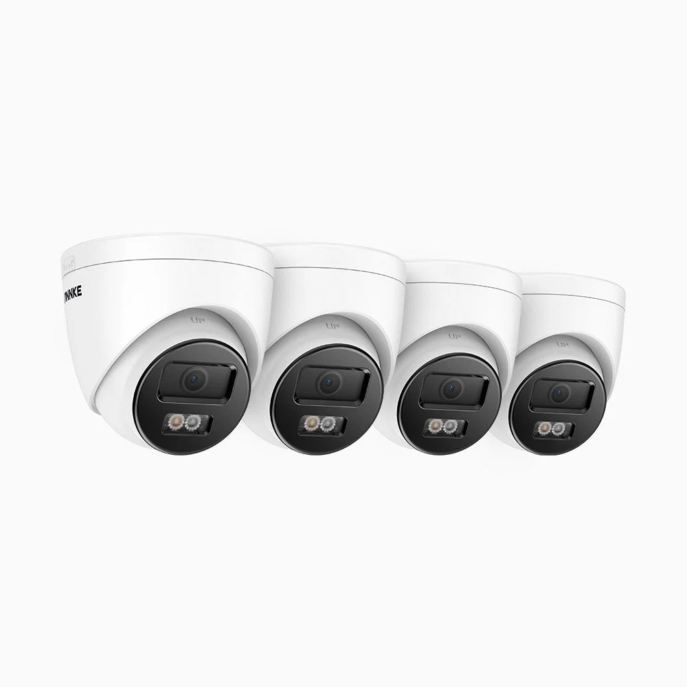 4 Pack of 3K Dual Light Outdoor PoE Security Camera with Human and Vehicle Detection