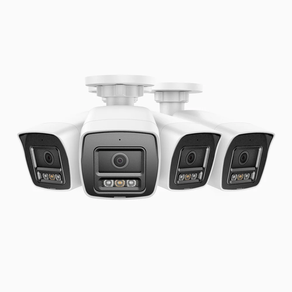 4 Pack of 3K Dual Light Outdoor PoE Security Camera with Human and Vehicle Detection